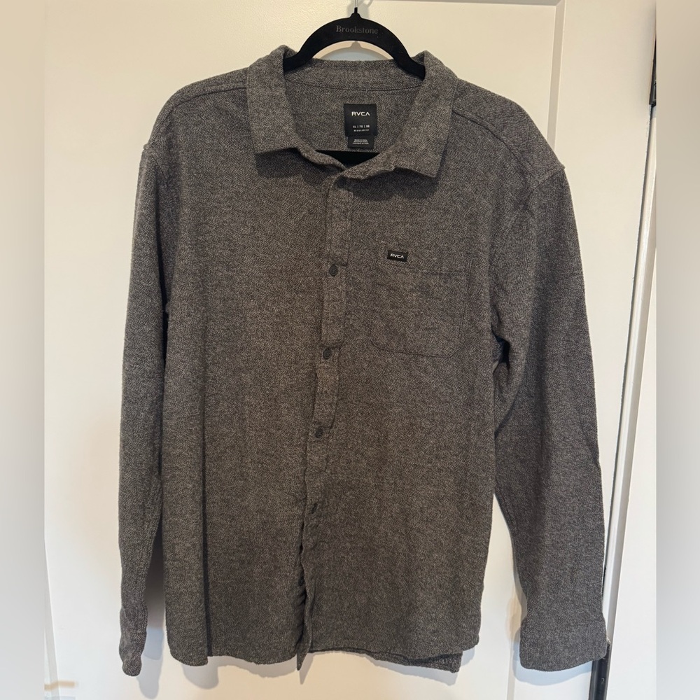 RVCA Men's Charcoal Gray Button Down Shirt